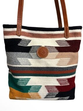 Kestrel leather Navajo rug tote bag WOW